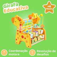Brinquedo Educativo Multifuncional de Madeira 3 em 1 | Abaco Labirinto Amarado e Cubo Giratório